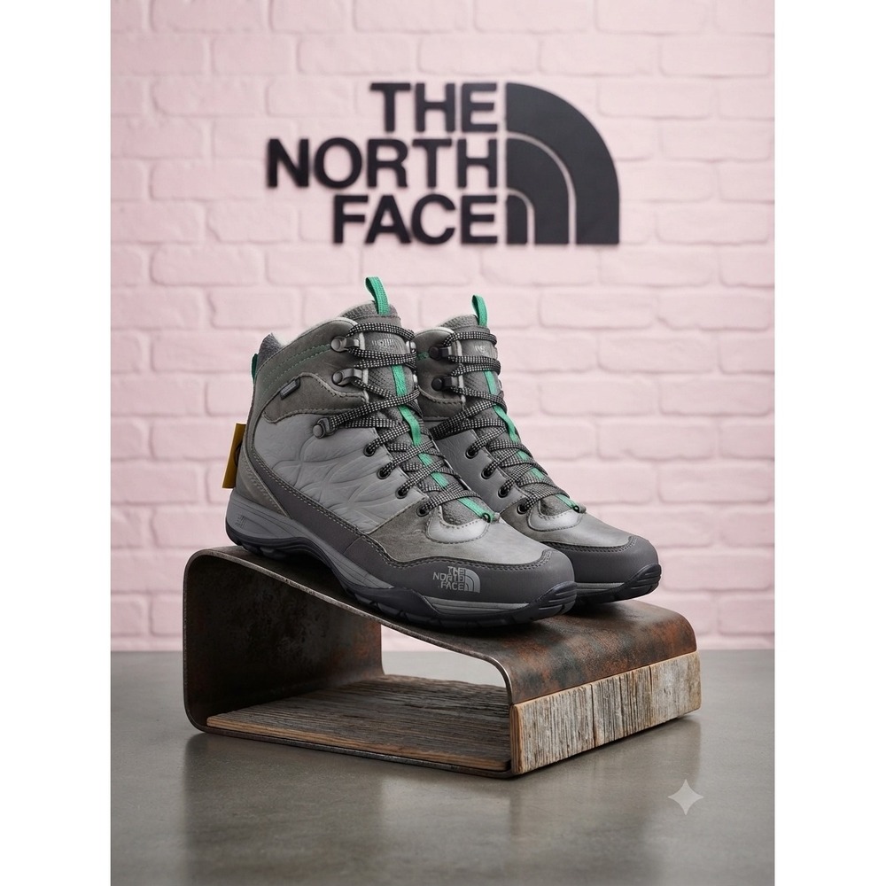 The North Face Womens Storm Winter WP Hiking Boots Grey Green Waterproof CM6479L